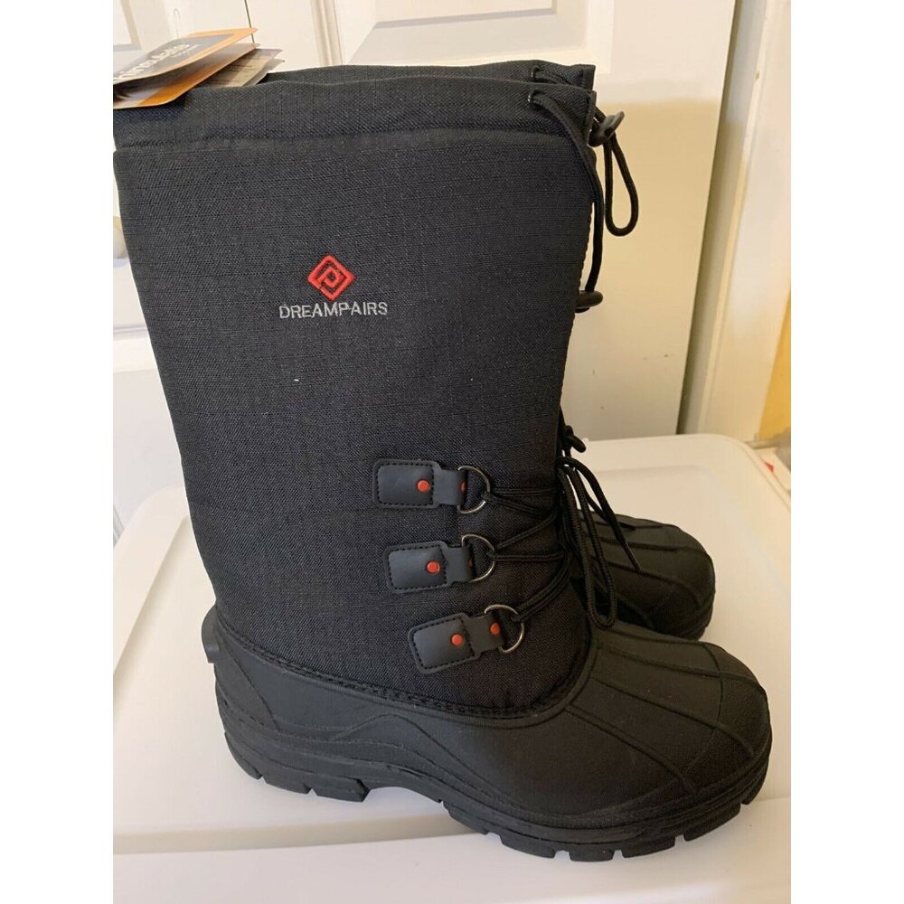 New DREAM PAIRS Men's Sz 10 Denver-3/Black‎ Insulated Waterproof Snow Boots 200g